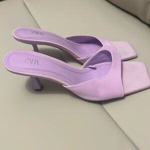 Zara lilac sandal slides w 3” heel